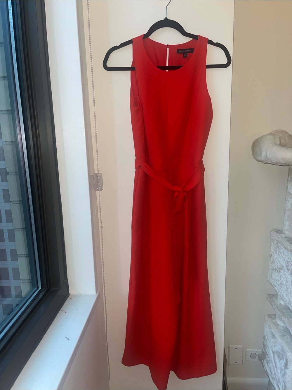 Banana Republic Bright Red Sleeveless Tie-Waist Maxi Dress